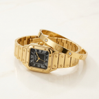 Gold Square Watch & Bracelet Set