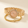 Rose Gold Watch & Ball Bracelet Set