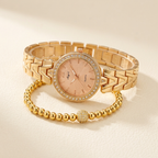 Rose Gold Watch & Ball Bracelet Set