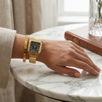 Gold Square Watch & Bracelet Set
