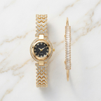 Gold Crystal Watch & Bracelet Set