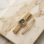 Gold Crystal Watch & Bracelet Set
