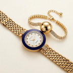 Gold & Black Watch & Bracelet Set