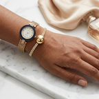 Gold & Black Watch & Bracelet Set