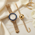 Gold & Black Watch & Bracelet Set
