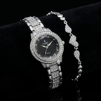 Silver Crystal Watch & Bracelet Set