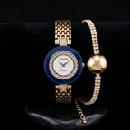 Gold & Black Watch & Bracelet Set