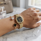Black Crystal Watch & Bracelet Set