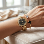 Black Crystal Watch & Bracelet Set