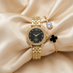 Black Crystal Watch & Bracelet Set