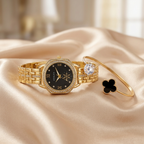 Black Crystal Watch & Bracelet Set