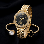 Black Crystal Watch & Bracelet Set
