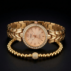 Rose Gold Watch & Ball Bracelet Set