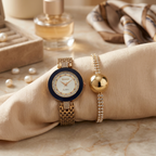 Watch 3 gold-tone women's watch and bracelet set