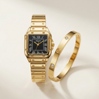 Watch 7 gold-tone women's watch and bracelet set